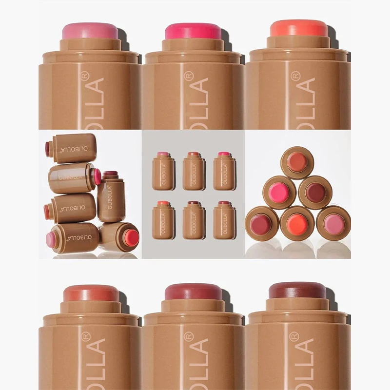 Blush Stick Facial Blusher Magic 3-in-1 Cheek Lip Tinted Moistured Silky Brighten Cream Blusher Cosmetics Tubes Matte Contour