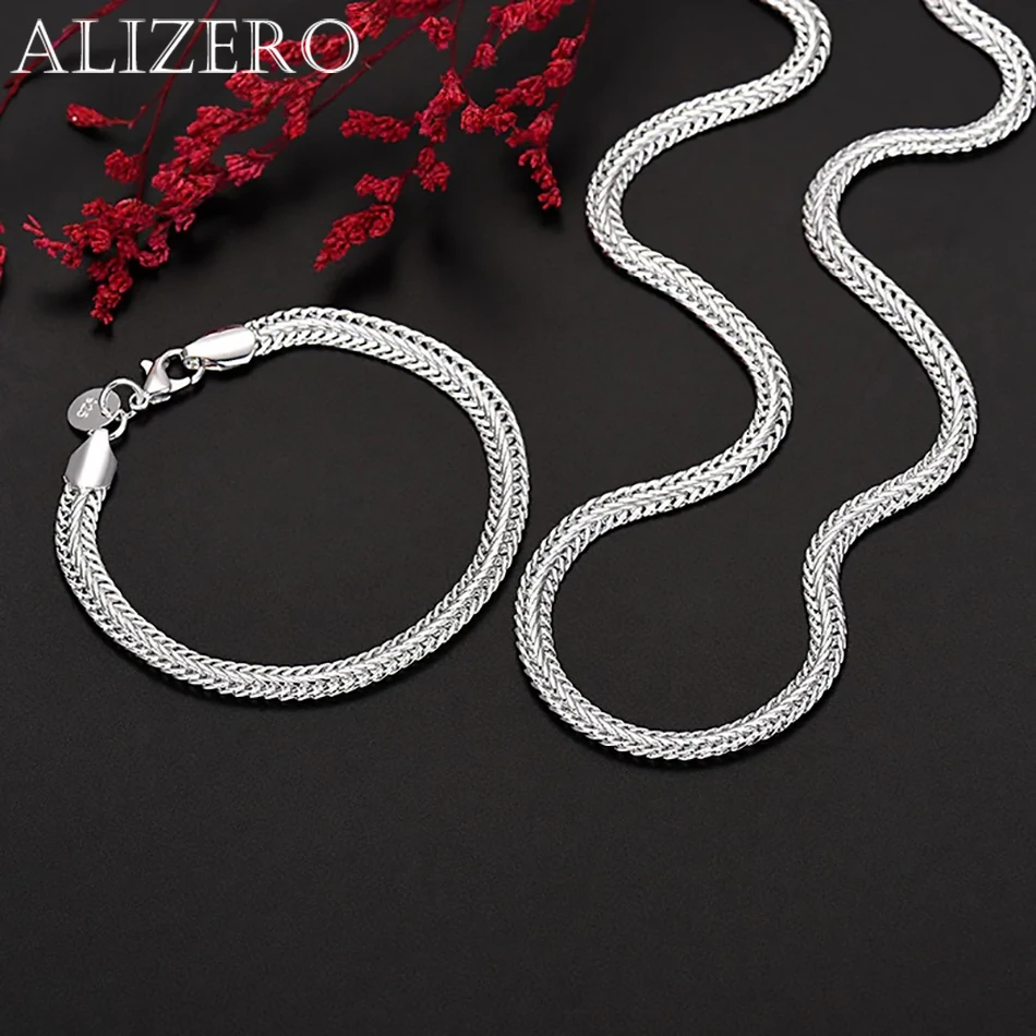 Jewelry Set Silver Jewelry Silver Jewelry Set Fine 925 Sterling Silver 6MM Geometry Bracelet Neckalce Jewelry Sets For Women Man Luxury Fashion Party Wedding Accessories