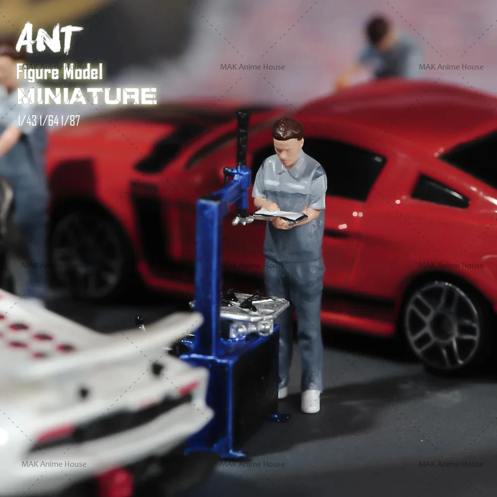 Miniatures 1/64 1/43 1/87 1/24 Figure Car Repairman's Workstation Checks The Car For Refueling Doll Model Home Scene Car Toys image 15