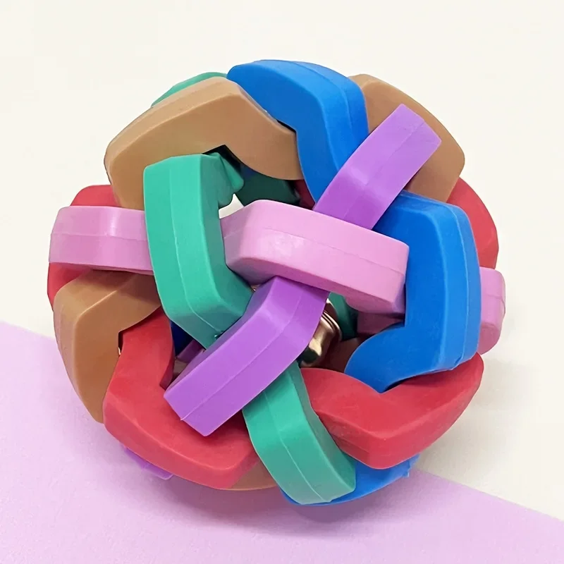 كرة لعبة مطاطية للكلاب مع جرس، ارتداد ناعم، مقاومة للعض، تنظيف الأسنان، شكل غير منتظم، مستلزمات التدريب