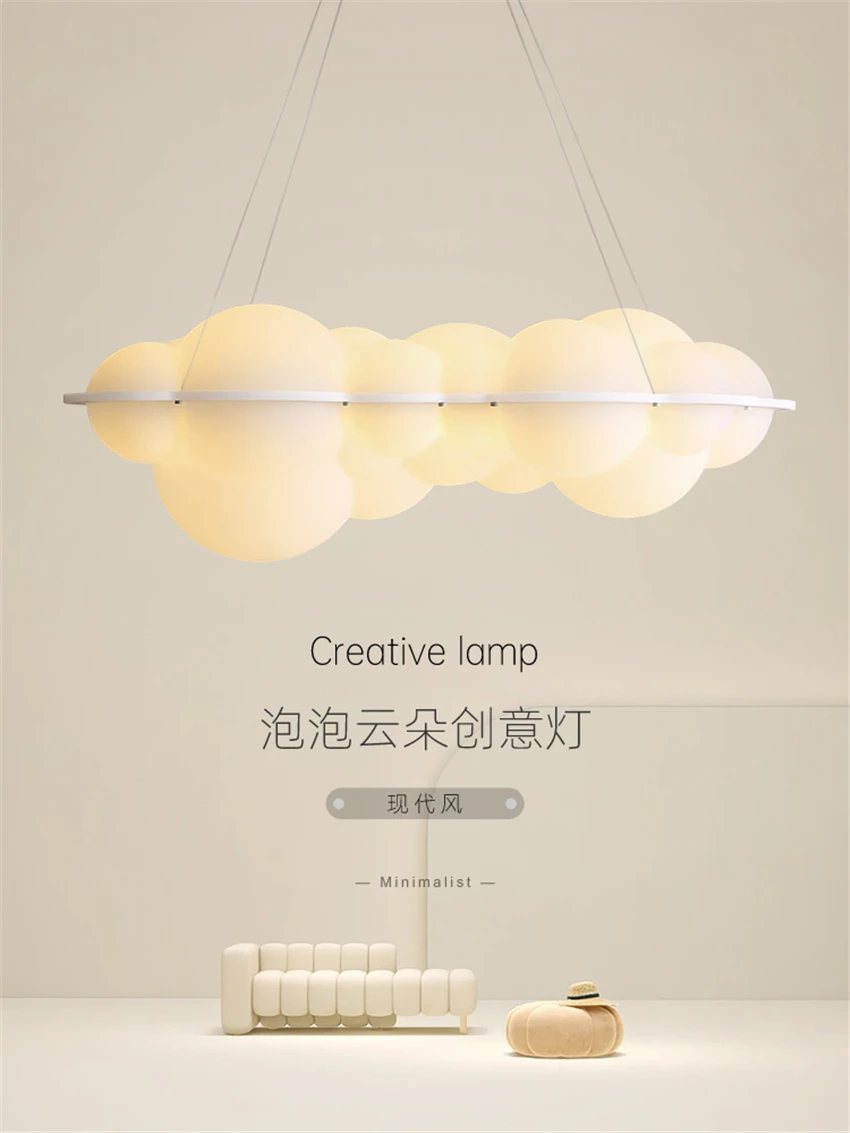 

Nordic Bubble Cloud White Pendant Lights Modern Art Decor Living Room Dining Room Bedroom Interior Creative Design Pendant Lamps