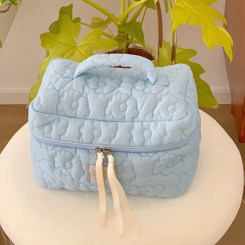 Quilted Cotton Makeup Bag Women Travel Cosmetic Bag Luxury Women's