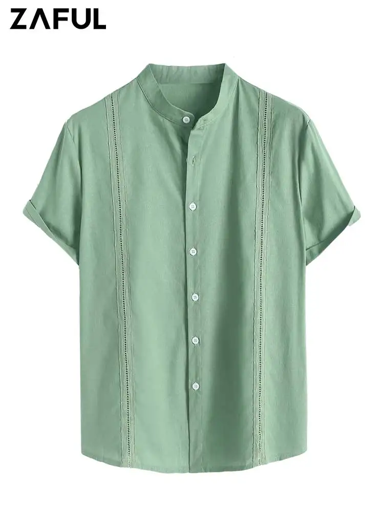 zaful-camisa-hollow-out-masculina-algod-o-e-linho-gola-texturizada