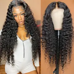GLOSSY 30 34 Inch 250 Density Water Deep Wave 13x6 HD Transprent Lace Front Wig Human Hair Curly 13x4 Glueless Frontal Wig Women