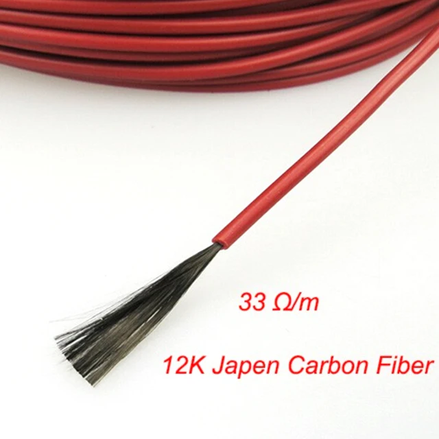 20 M 12 K 33 Ohm Infravörös Fűtési Padlófűtési Kábelrendszer 2,0 Mm -Es Szénszálas Huzal Elektromos Padló Forródrót Vastagítás