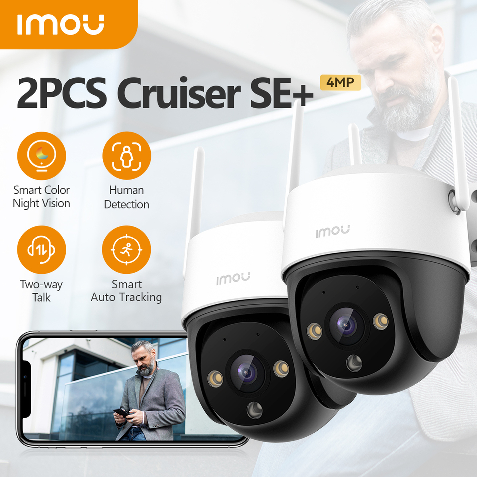 2PCS  IMOU Cruiser SE+ 4MP Wi-Fi Camera Smart Color Night Vision IP66 Weatherproof Outdoor Security 360° PTZ Smart Auto Tracking