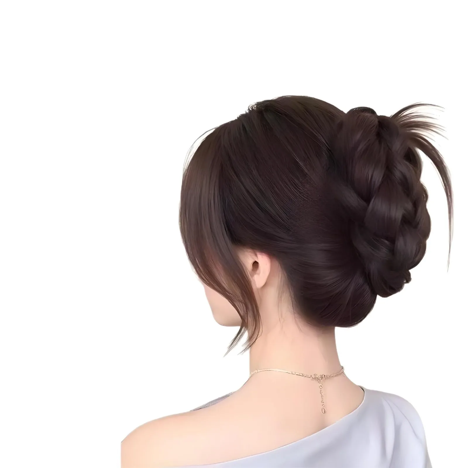 깃털 패드가 있는 한국식 여성용 고급 헤어 클립, 포니테일 고정 액세서리, 보이지 않는 흔적 없는 합성 섬유 가발