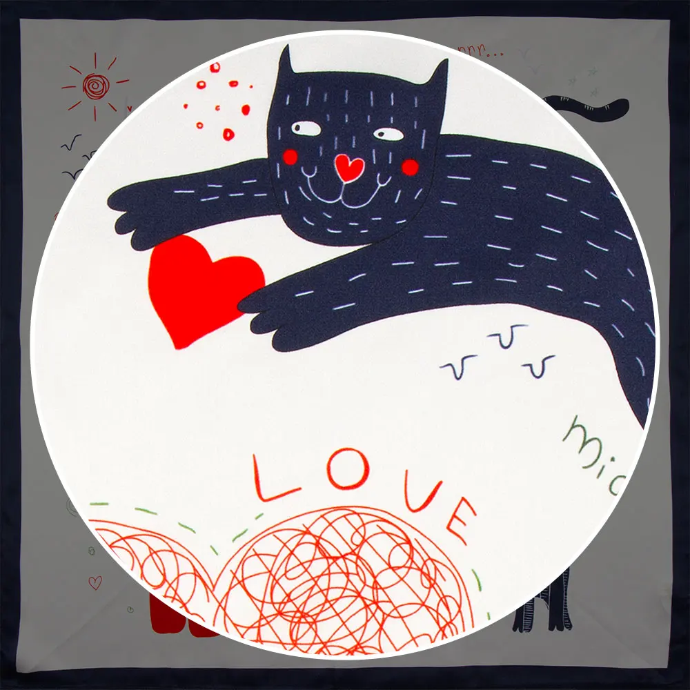 100% pura seta Bandana Sciarpa per capelli femminile Amore di