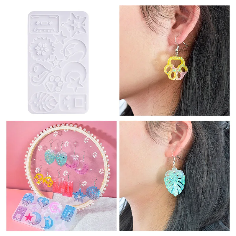 Silicone Earring Mold Earring Resin Mold Jewelry Making Casting Tools  Earring Hooks for Craft DIY Charms