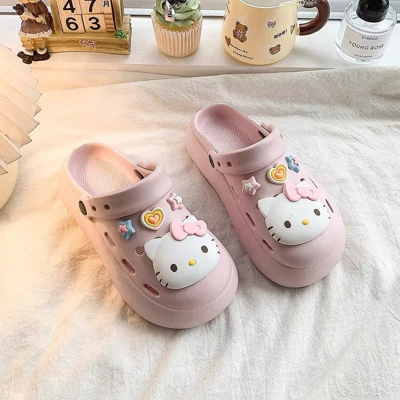 귀여운 헬로키티 슈즈 참 세트 KT 고양이 DIY 액세서리, 구멍 있는 신발, 슬리퍼 장 장식품 (여아용)