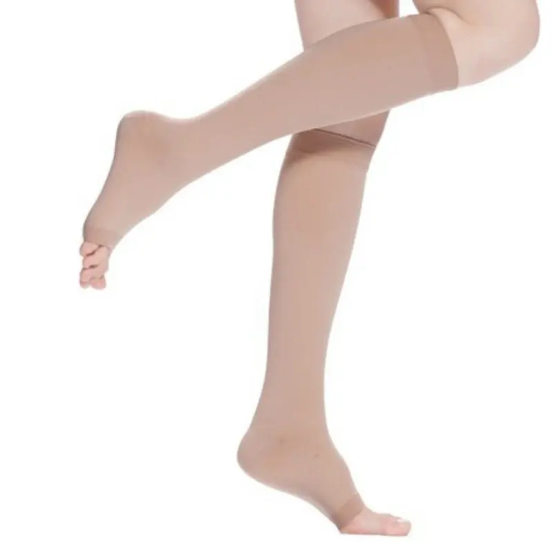 2Pcs/Set Compression Stockings Knee High Open Toe Men Women Calf Suort 18-21mm Socks