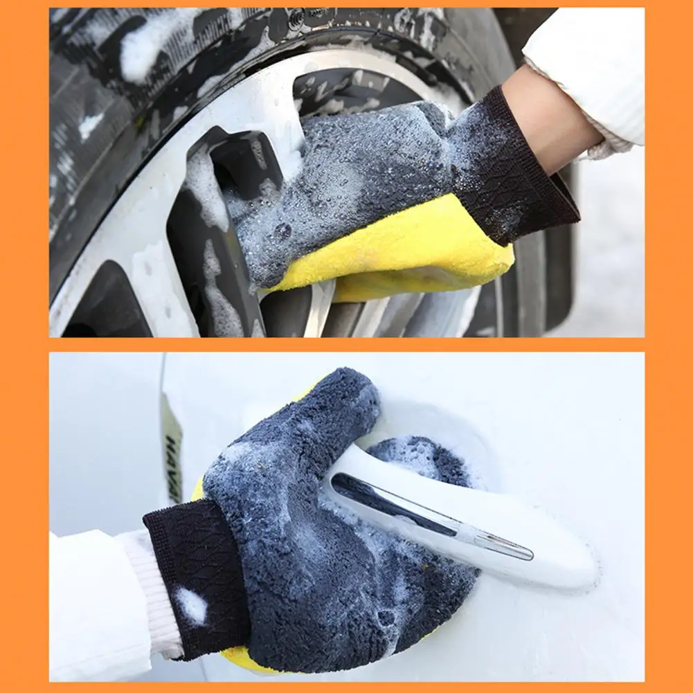 1Pc Car Wash Mitt with Thumb Coral Fleece Double-sided Absorbent Auto Cleaning Glove Detailing Beauty Washing Gloves car cleaning gloves microfiber car mitt microfiber cleaning gloves microfiber washing gloves microfiber gloves