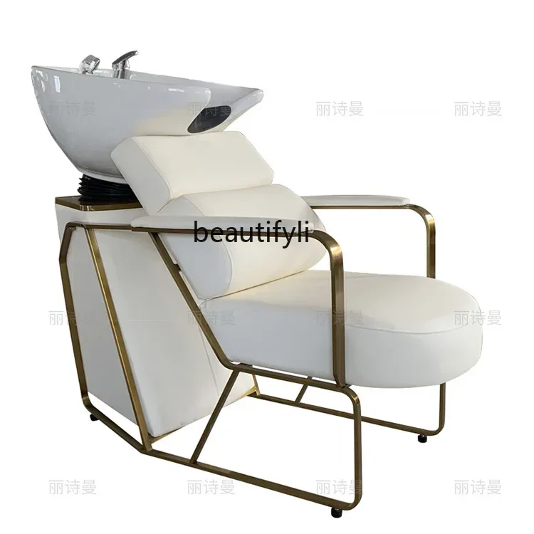 

Barber Shop Ceramic Basin Shampoo Chair Lying Half Hair Salon Hair Salon Massage Flushing Bed