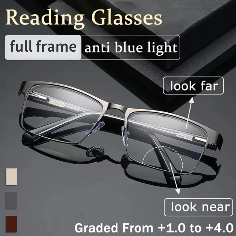 

Business Men's Reading Glasses Degrees + 1.0 To + 4.0 Full Frame Reading Glasses