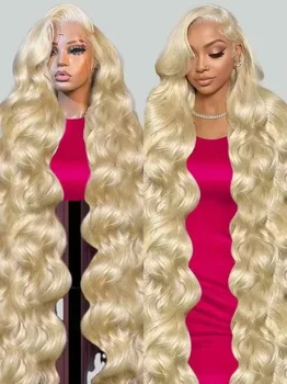 34 Inch 613 Honey Blonde Body Wave 200 Density 13x6 HD Lace Front Human Hair Wigs 13x4 HD Lace Frontal Wig for black women 1