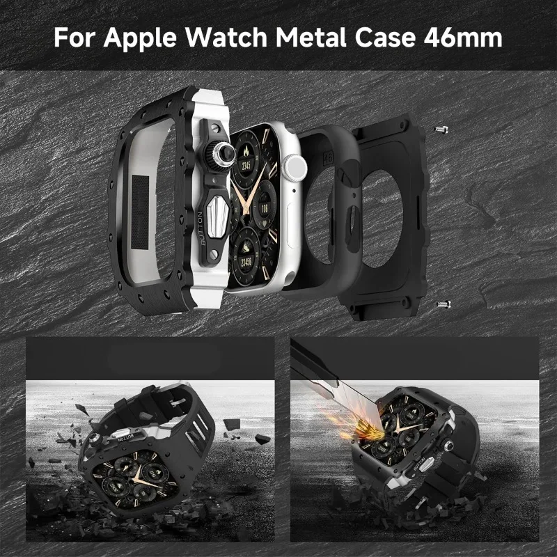 Luxury Apple Watch Enhancement Kit - Premium Silicone Strap & Stainless Steel Case