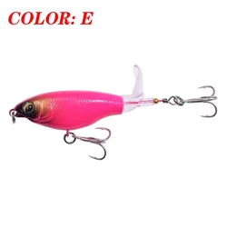 Topwater Propeller Fishing Lure with Rotating Soft Tail Plastic Bait (E)
