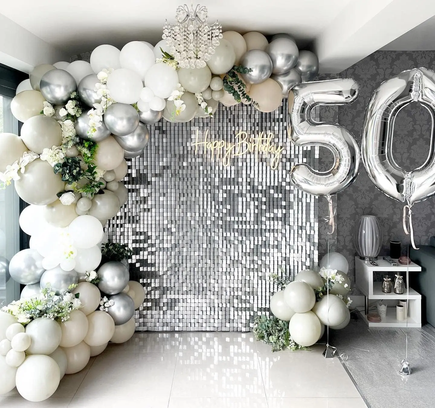 Schimmernde Wand-Hintergrundplatten – 24 quadratische Platten, DIY-Hintergrund für Geburtstag, Hochzeit, Junggesellenabschied, Halloween und Weihnachten