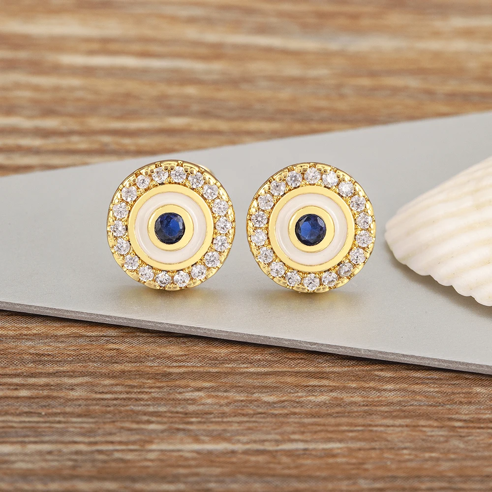 AIBEF Round Blue Crystal Women Earrings Copper Zircon Exquisite