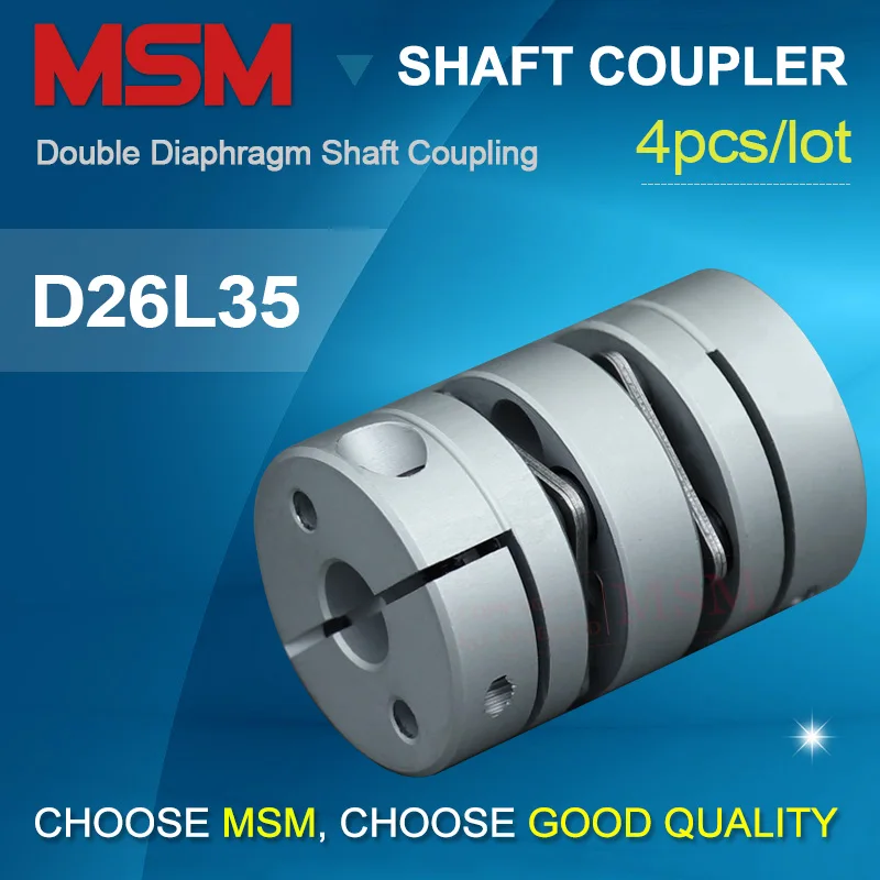 4pcs MSM Flexible Double Diaphragm Shaft Couplings D26L35 Elastic Disc