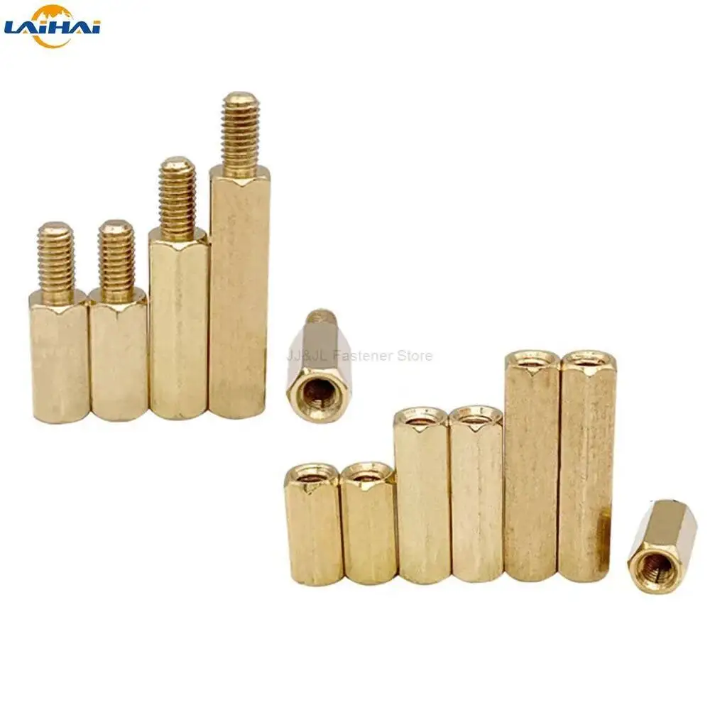 Hex Standoff 10/50pc Solid Brass Copper M2-M4 Hexagon Pillar M-F F-F Male-Female Female Spacer for PCB Board Motherboard