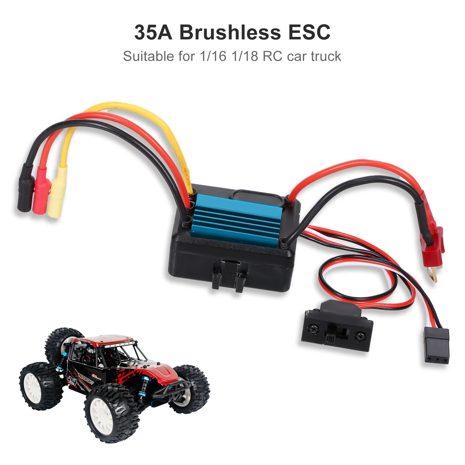 ESC 35A Speed Controller para RC Car 1/16 1/18, Alúmánach