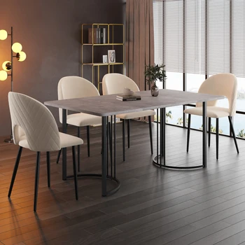 Tavolo da cucina moderno, tavolo da pranzo rettangolare con struttura in metallo nel moderno tavolo da cucina con motivo in marmo con piedini regolabili 1