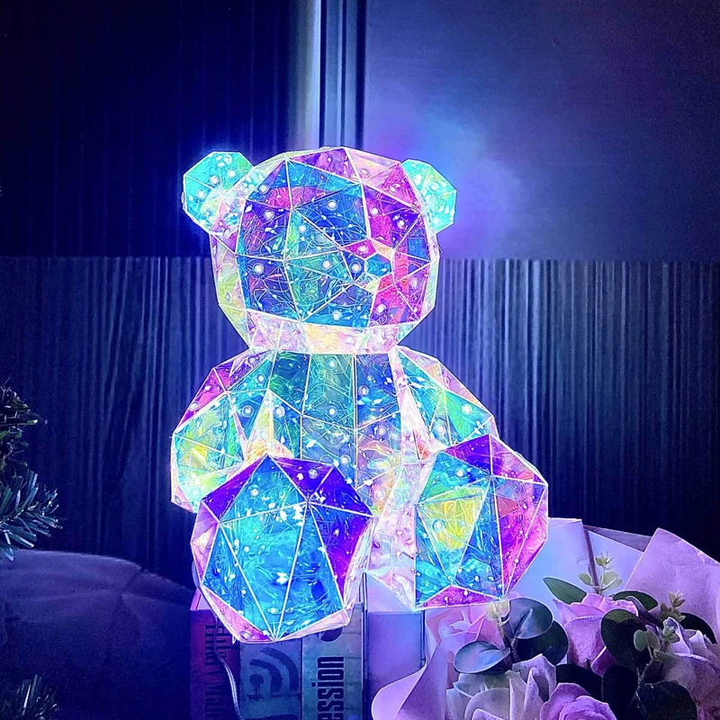 가방이 달린 빛나는 곰, 발렌타인 데이 선물, 매직 야광 곰, 집 거실 데스크탑 장식, 여자 그릴 친구, 창의적인 선물, 30cm