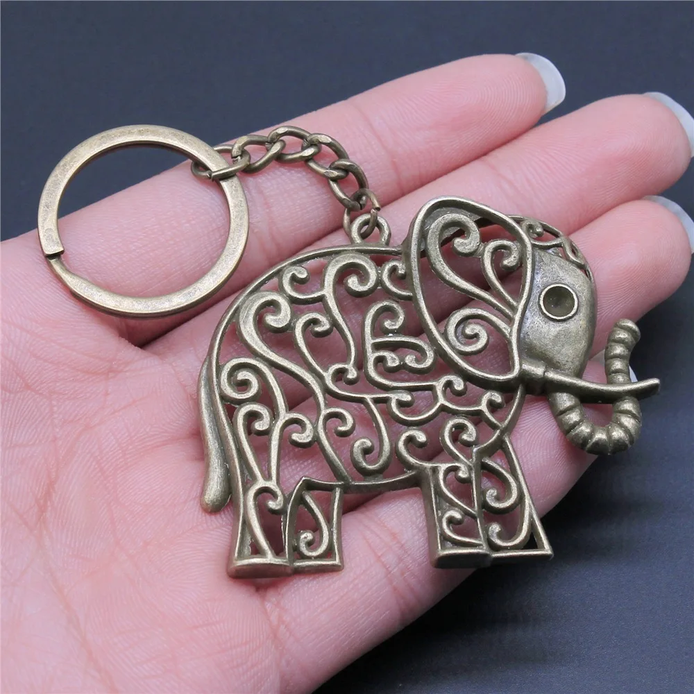 Portachiavi Uomo Woemn Dropshipping Bronzo Antico Colore 60X50Mm Elefante Ciondolo Portachiavi Regalo