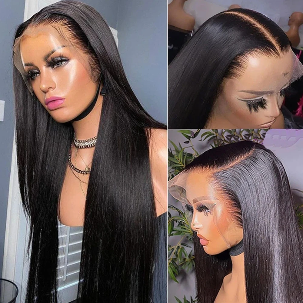 360 Full Lace Wig Human Hair Pre Plucked Transparent 13x4 HD Lace Frontal Straight Front for Women
