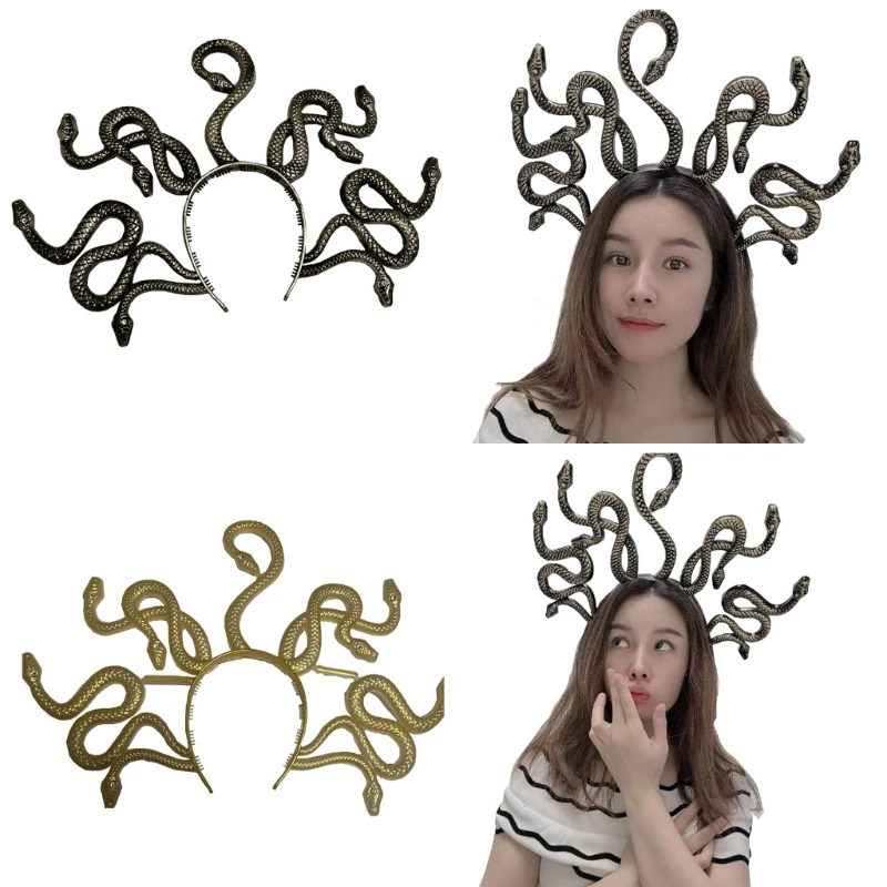 AdultMedusasSnakeCostumeHeadbandHalloweenQueenCosplaySnakeHair