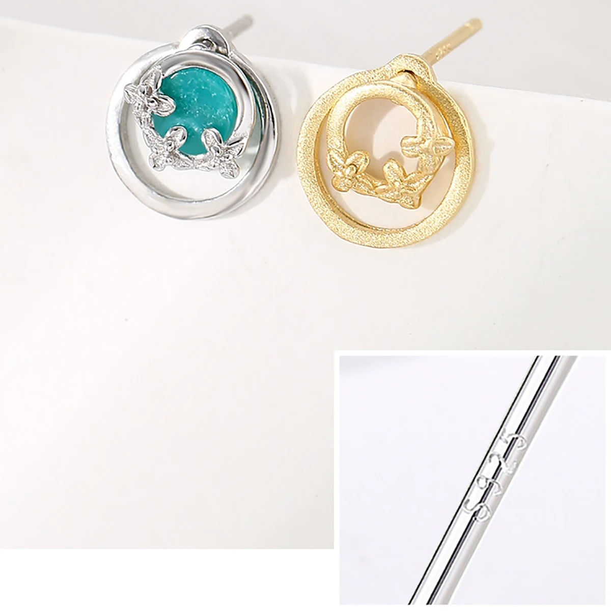 2 Pairs/lot 925 Sterling Silver Earrings Blank/Base Setting Cabochons Beeswax Jadeite DIY Jewelry Finding Accessories