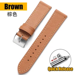 Genuine Leather Watch Strap - Retro Quick Release Wristband Accessory - 22mm (Brown)