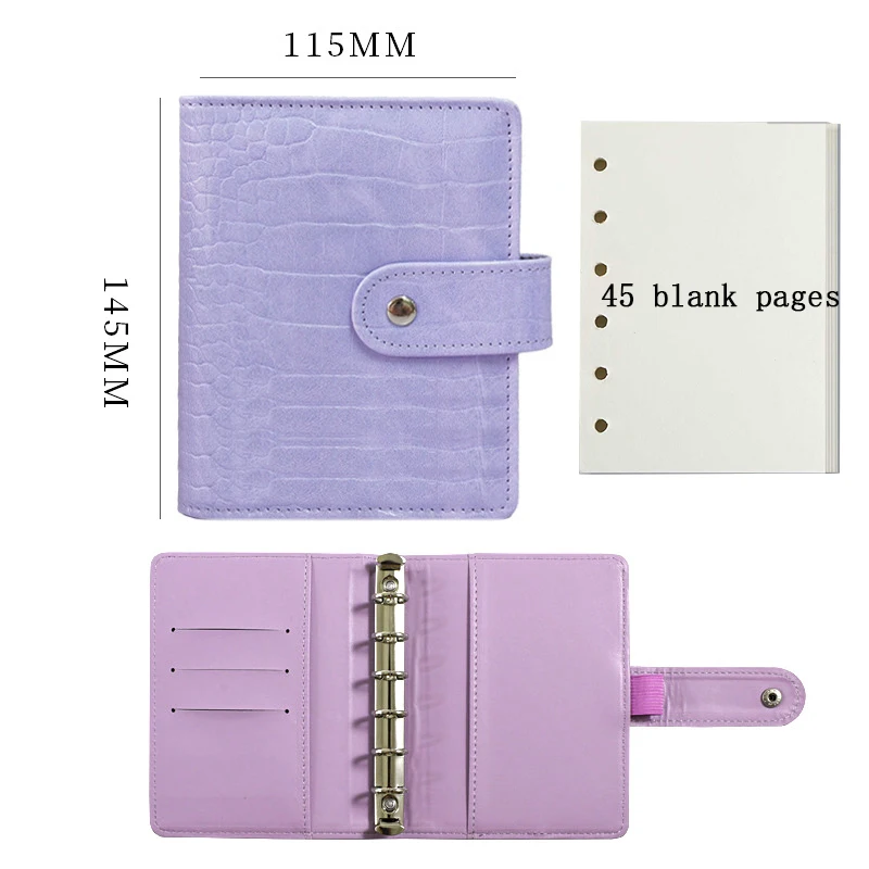 A7 Notebook Binder Kunst krokodil leder kleiner Notizblock tragbare Budget blätter, mit 45 leeren Innenseiten – Detail 8