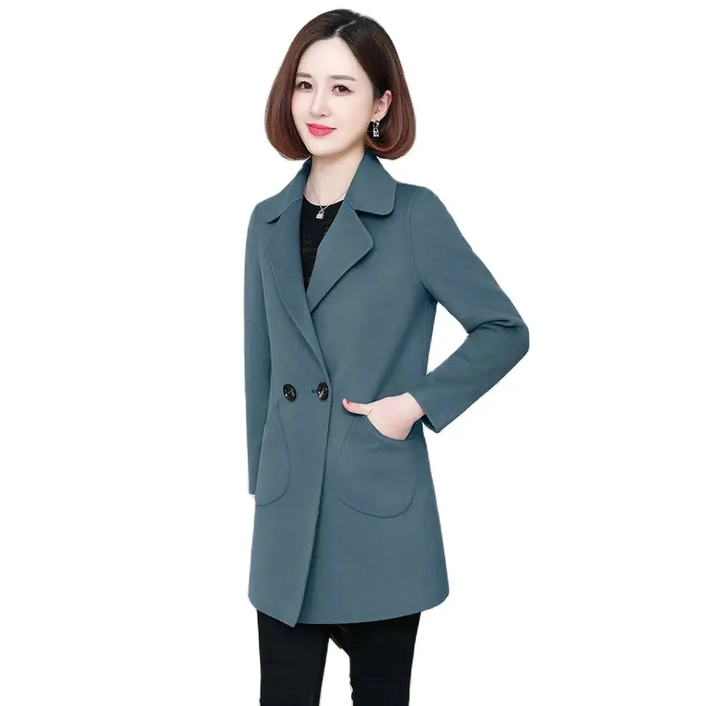 Woolen Coat Female 2023 Autumn And Winter Temperament Fashion Long Korean Version Of Loose Mother Woolen Coat Female Tide