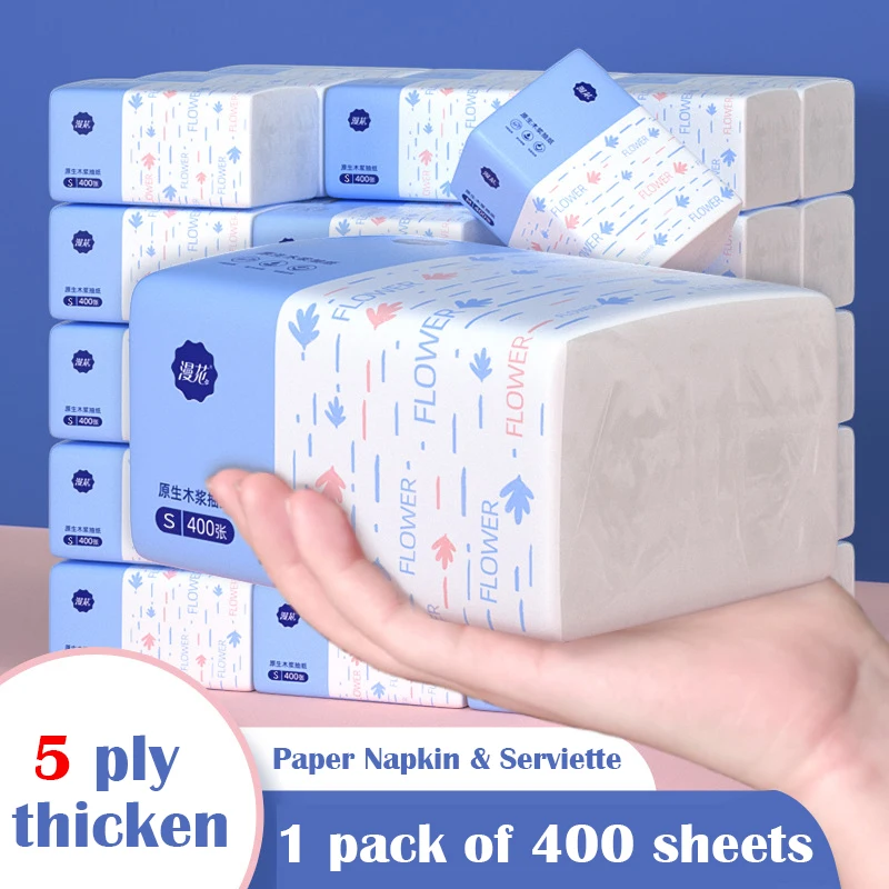 1pack/400 ply Paper towels virgin wood pulp paper 4 ply thickened napkins facial tissue factory wholesale Environmental friendly