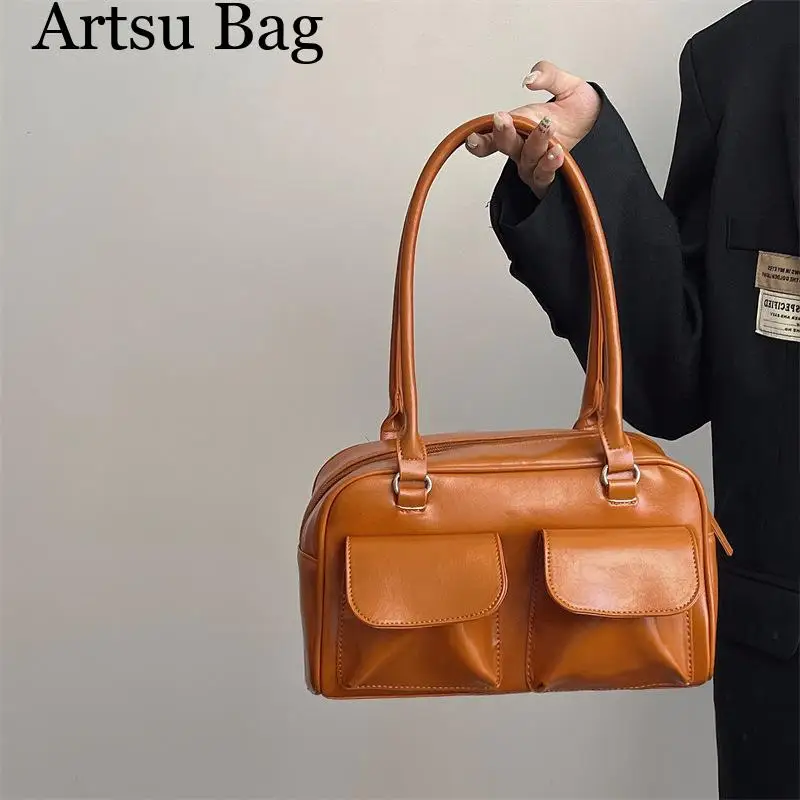 New Large Capacity Retro Minimalist Commuting Tote Bag Fashionable and Versatile Single Shoulder Bag Underarm Bag