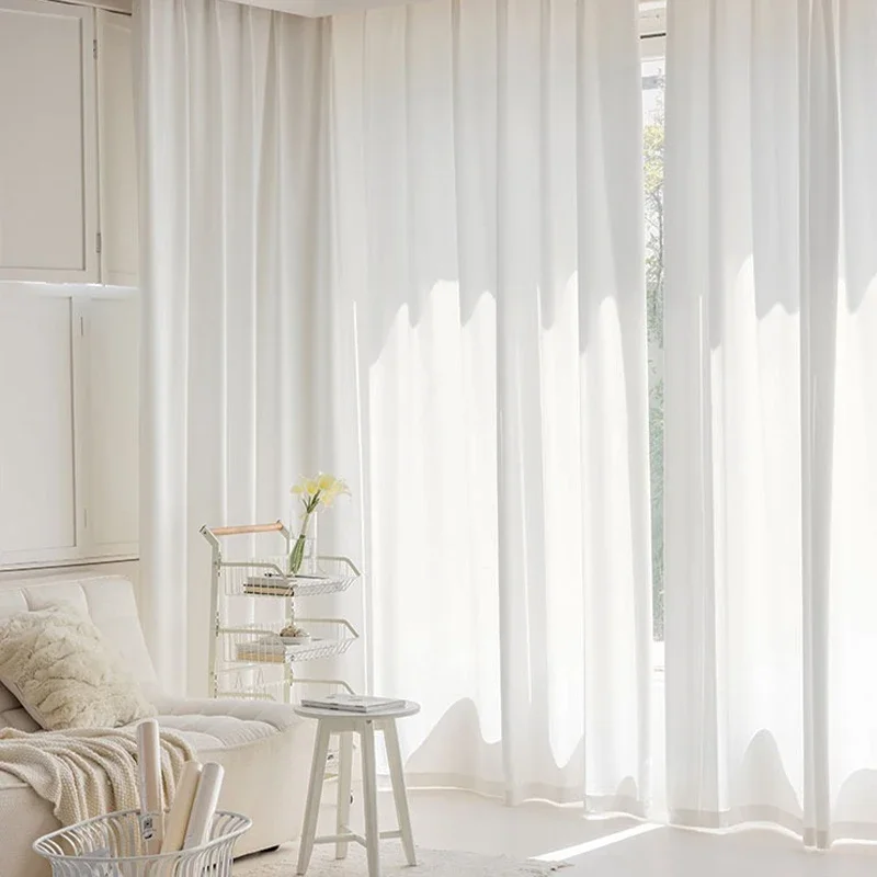 Modern White Semi Sheer Curtains for Living Room Blinds Velvet Curtain for Bedroom Ready-made Cortinas Rideaux Home Decoration