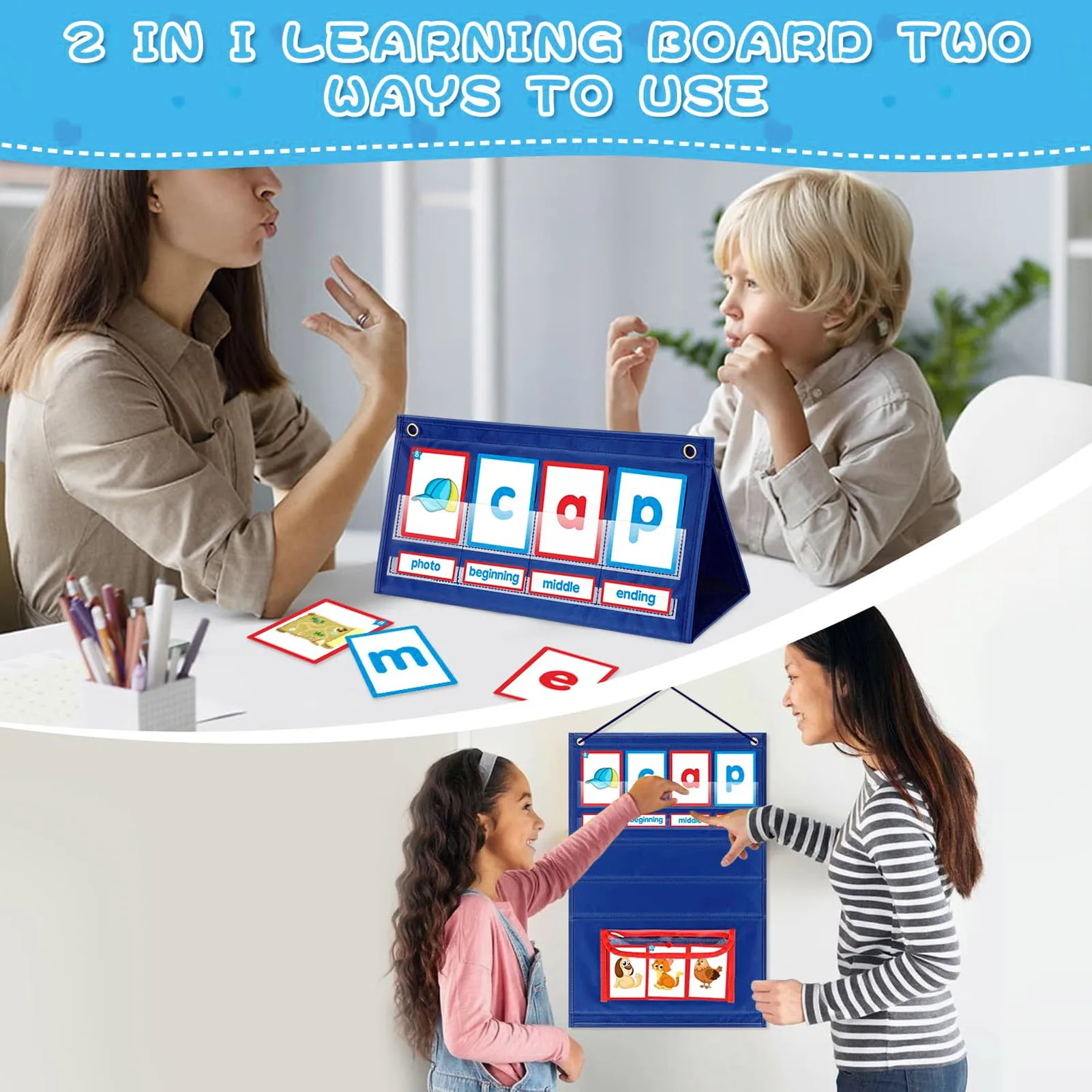 【New】Word Building Desktop  Chart Early Learning CVC Words Phonics Games Blending Board Spell  for Preschool Kindergarten