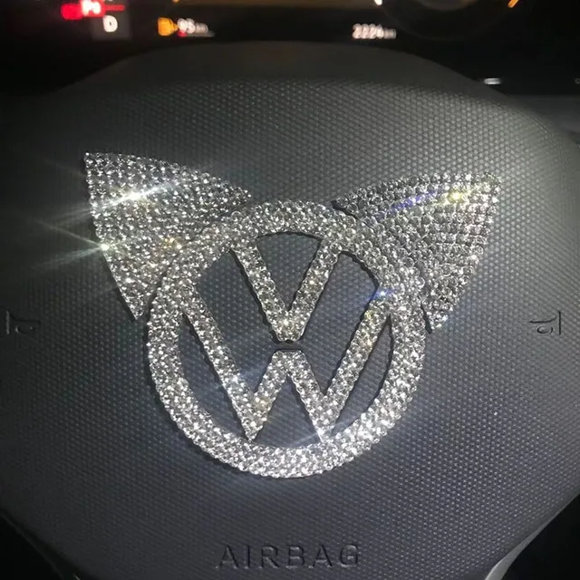 Bling Car Steering Wheel Soft Adhesive Sticker for New Volkswagen,  Rhinestone Emblem Logo DIY Glitter Accessories for Women - AliExpress