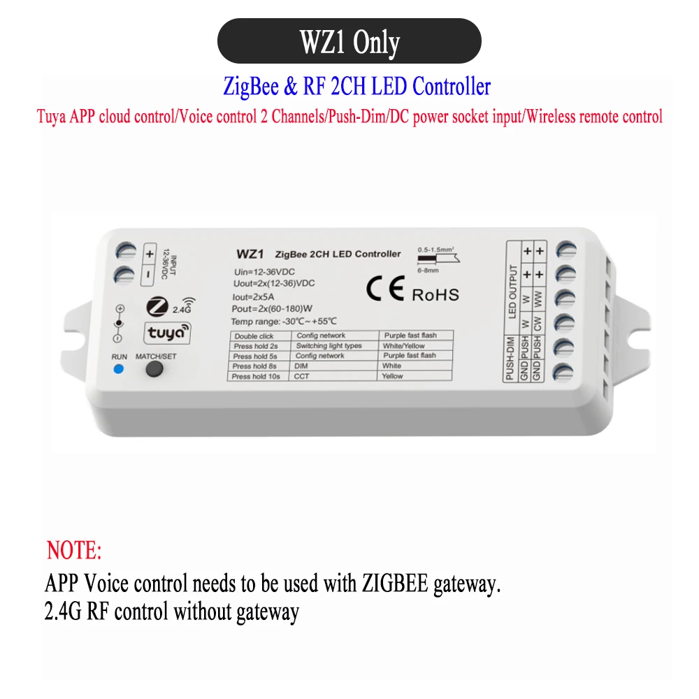 ตัวเลือกสินค้า สมาร์ทคอนโทรล LED 2 ช่อง ควบคุมได้ทั้ง ZigBee และ RF
