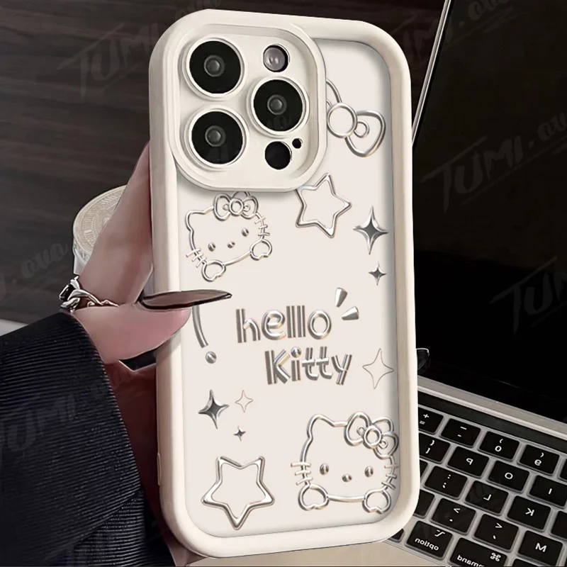 thumbnail image 1 of Sanrio-funda de teléfono con estampado de Hello Kitty para iPhone, carcasa de silicona a prueba de golpes para modelos 14, 15 Pro Max, 13, 12, 11, X, XS, XR, 7, 8 Plus, SE 2020, 1 of 5
