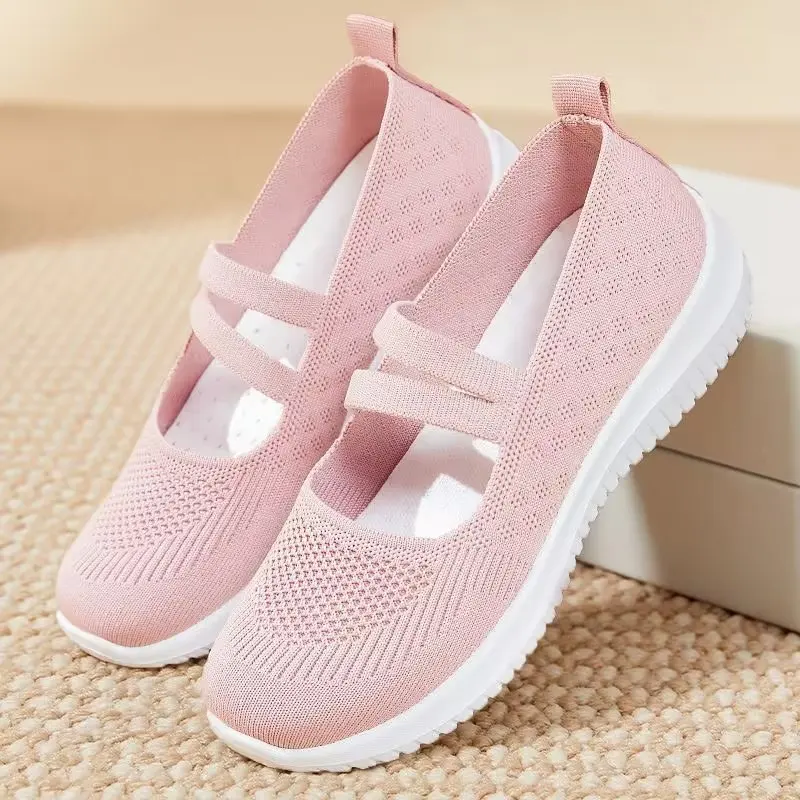 2023 Summer New Knitted Flat Bottom Women's Single Shoe Fashionable Lightweight Single Shoes for Women Breathable Women Shoes