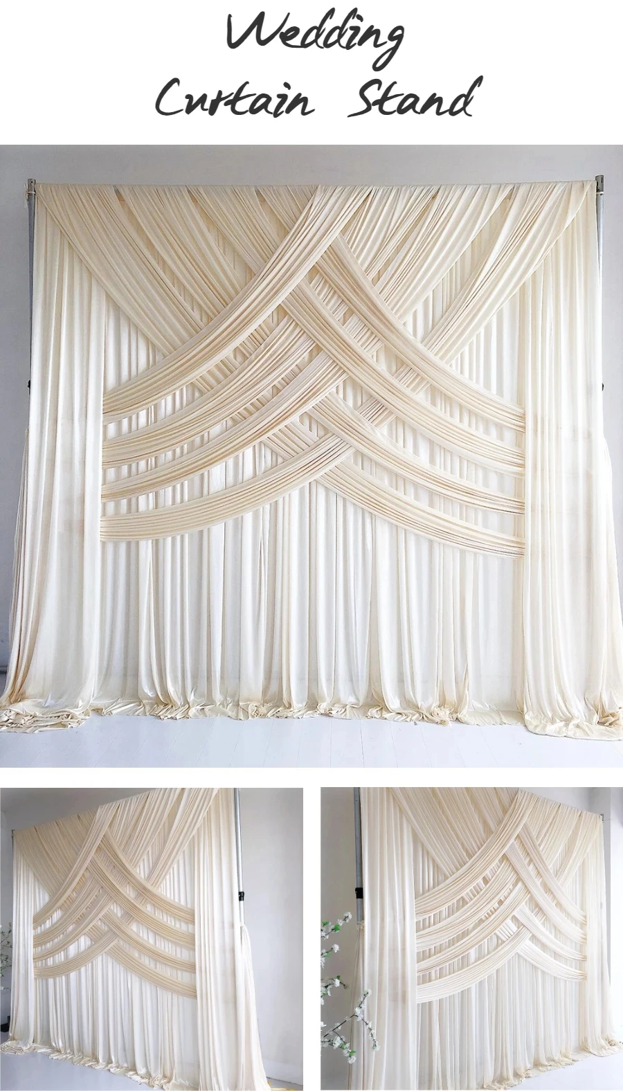 Description Picture 5 of item6-10Ft Adjustable Double Crossbar Pipe&Curtain Decoration Backdrop Frame,Portable Pipe Kit For decorative Wedding Centerpieces