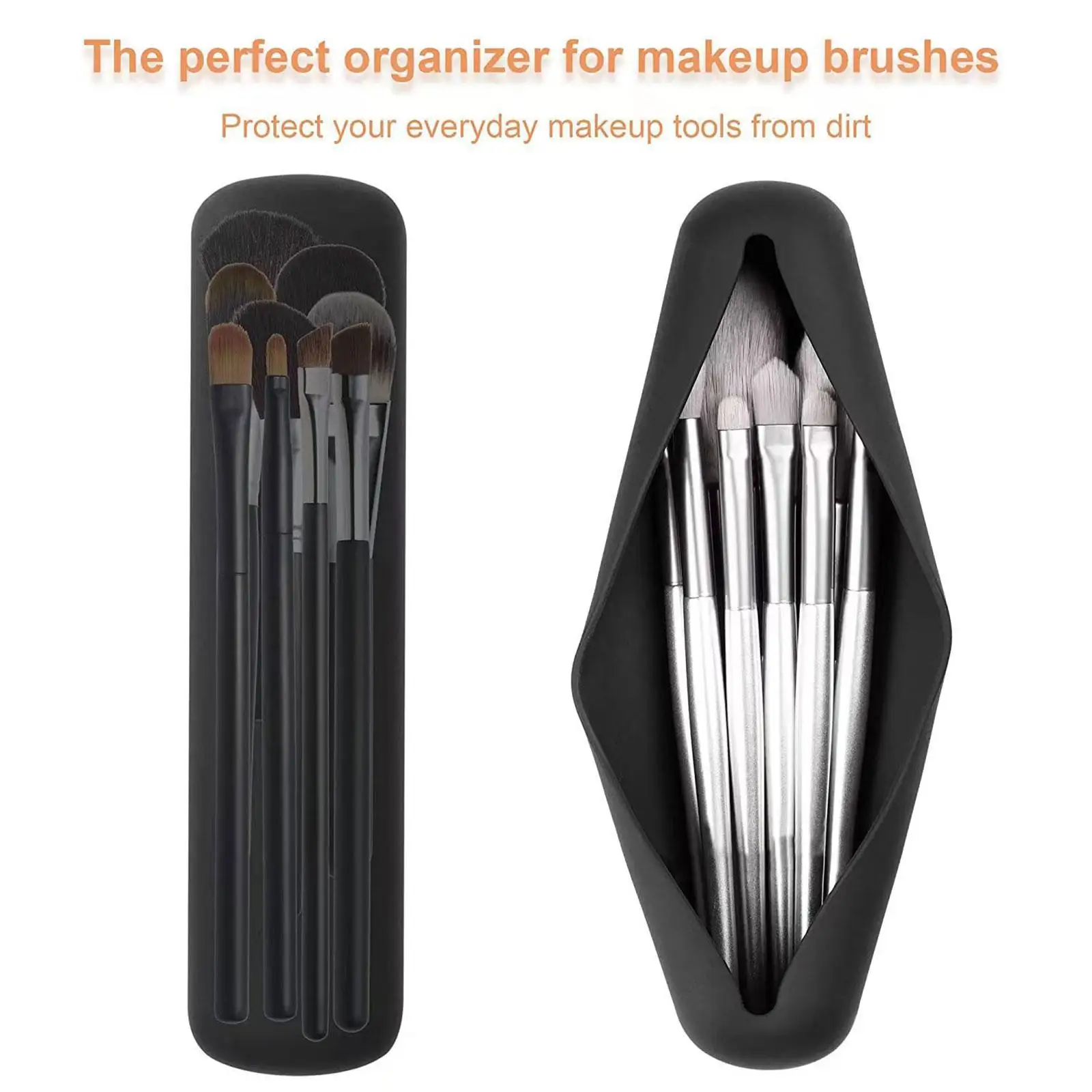 Portable Makeup Brushes Organizer Cosmetic Bag Trendy Travel Make Up Brush Holder Makeup Tools Storage Case Silicon Organizers 3