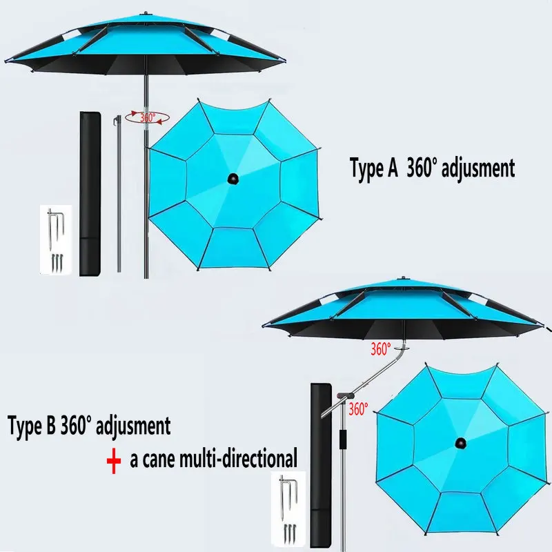 Fold Parasol Fishing Umbrella Outdoor Sunshade Protector Thickened Version Beach Camping Backyard Large Parasol Waterproof Outdoor Umbrella