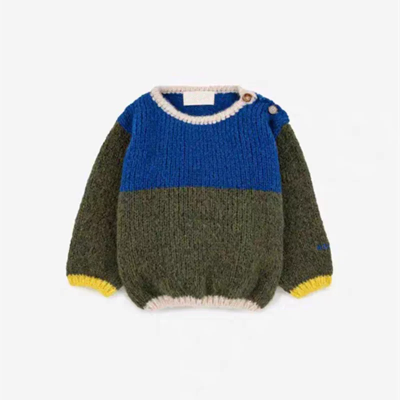 가을, 겨울 BC 아동용 니트 스웨터 라운드 넥 풀오버 따뜻한 니트 스웨터 소년 소녀 니트 가디건 재킷