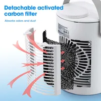Mini climatiseur portable USB, ventilateur sans pales 3 vitesses, 5 lumières de nuit blanches, OEM, pour la maison, le bureau, les hôtels, en plastique 4