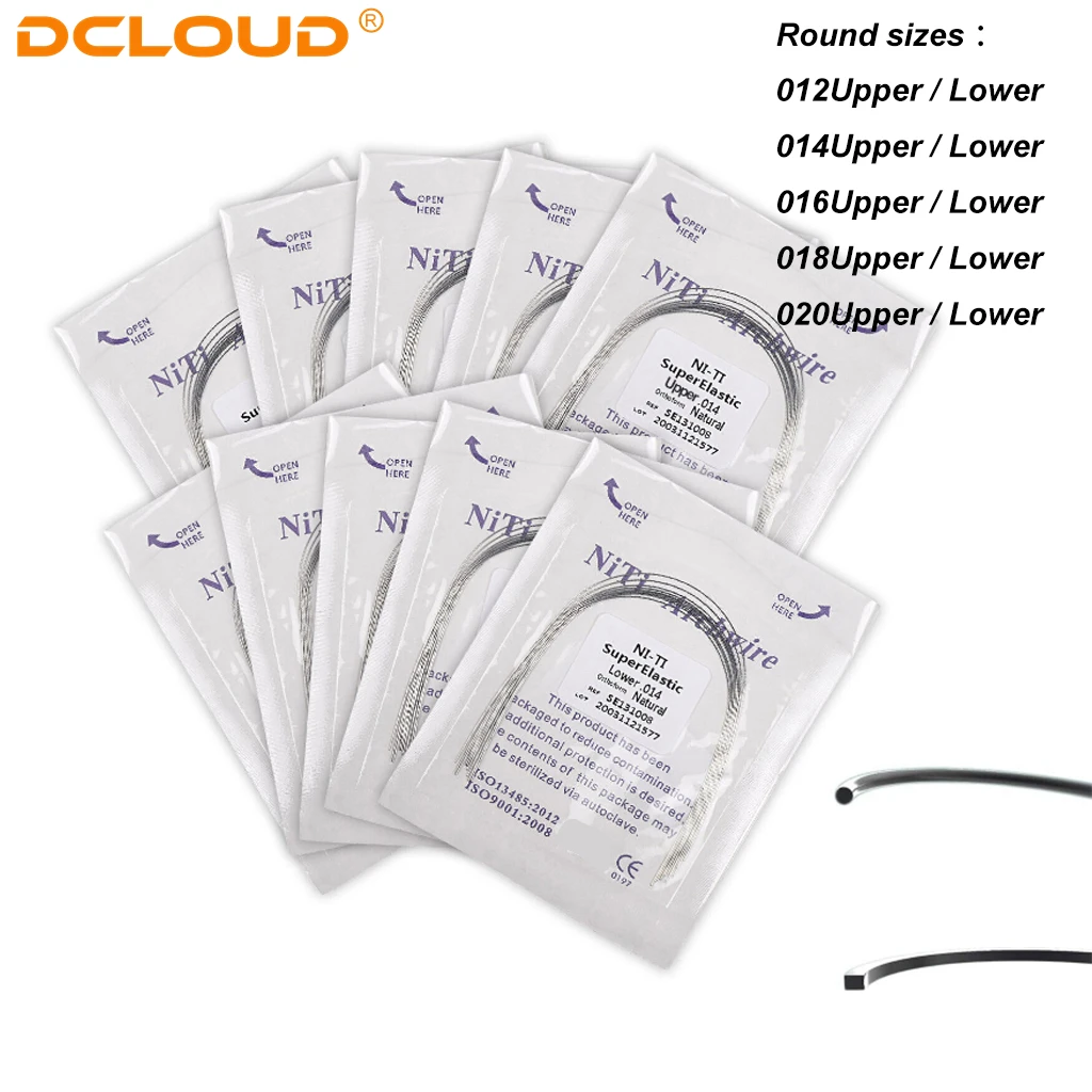 10Packs Dental Orthodontic Niti Arch Wire Super Elastic Natural Form Round/Rectangular Archwire for Ortho Braces Dentist Product