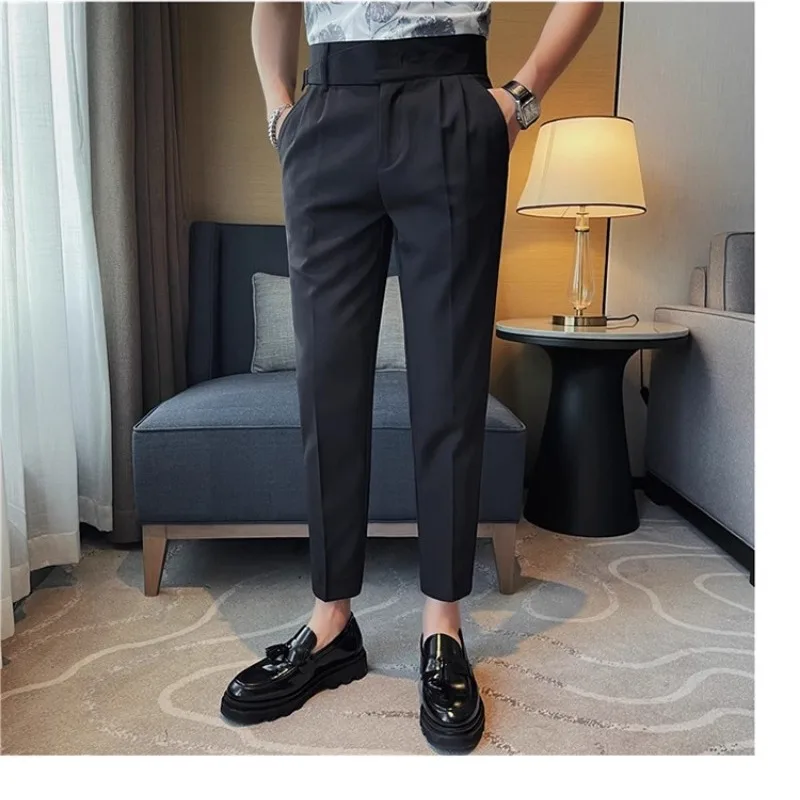 2024 Summer Thin Casual  Men's Suit Pants High-quality Versatile Slim Business Formal Pant Office Social Wedding Groom Trousers